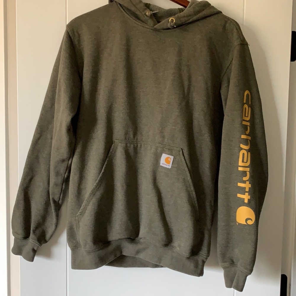 Cozy Khaki Green Hoodie, Authentic Carhartt